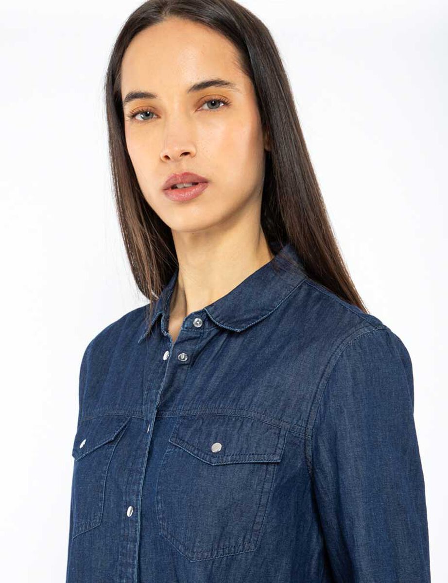 Blusa Denim Manga Larga Mujer Zibel
