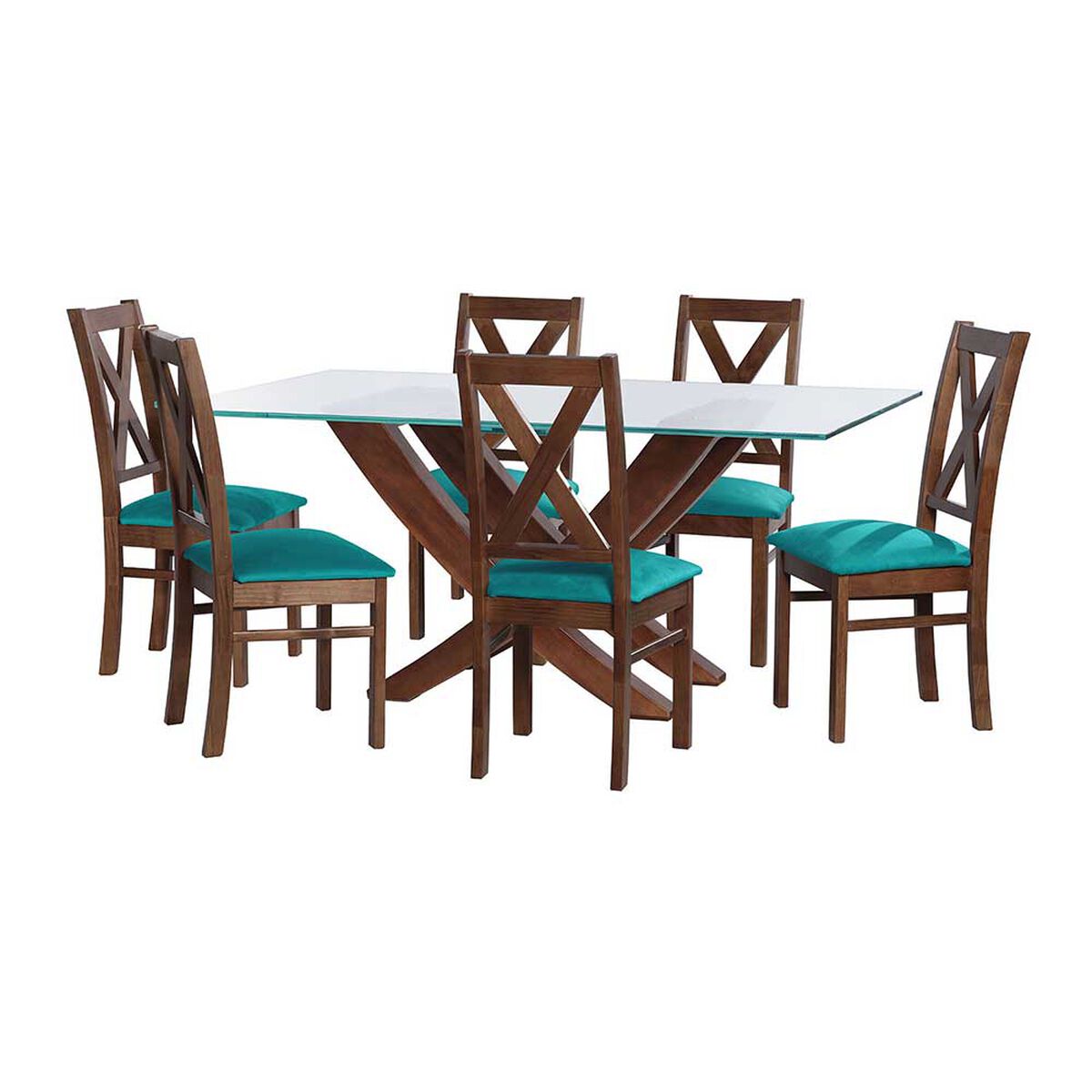 Juego de Comedor Latam Home Alicante 6 Sillas Turquesa
