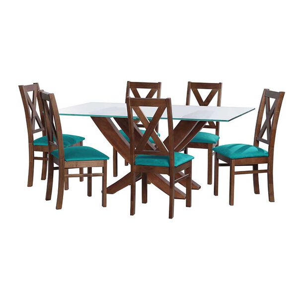 Juego de Comedor Latam Home Alicante 6 Sillas Turquesa