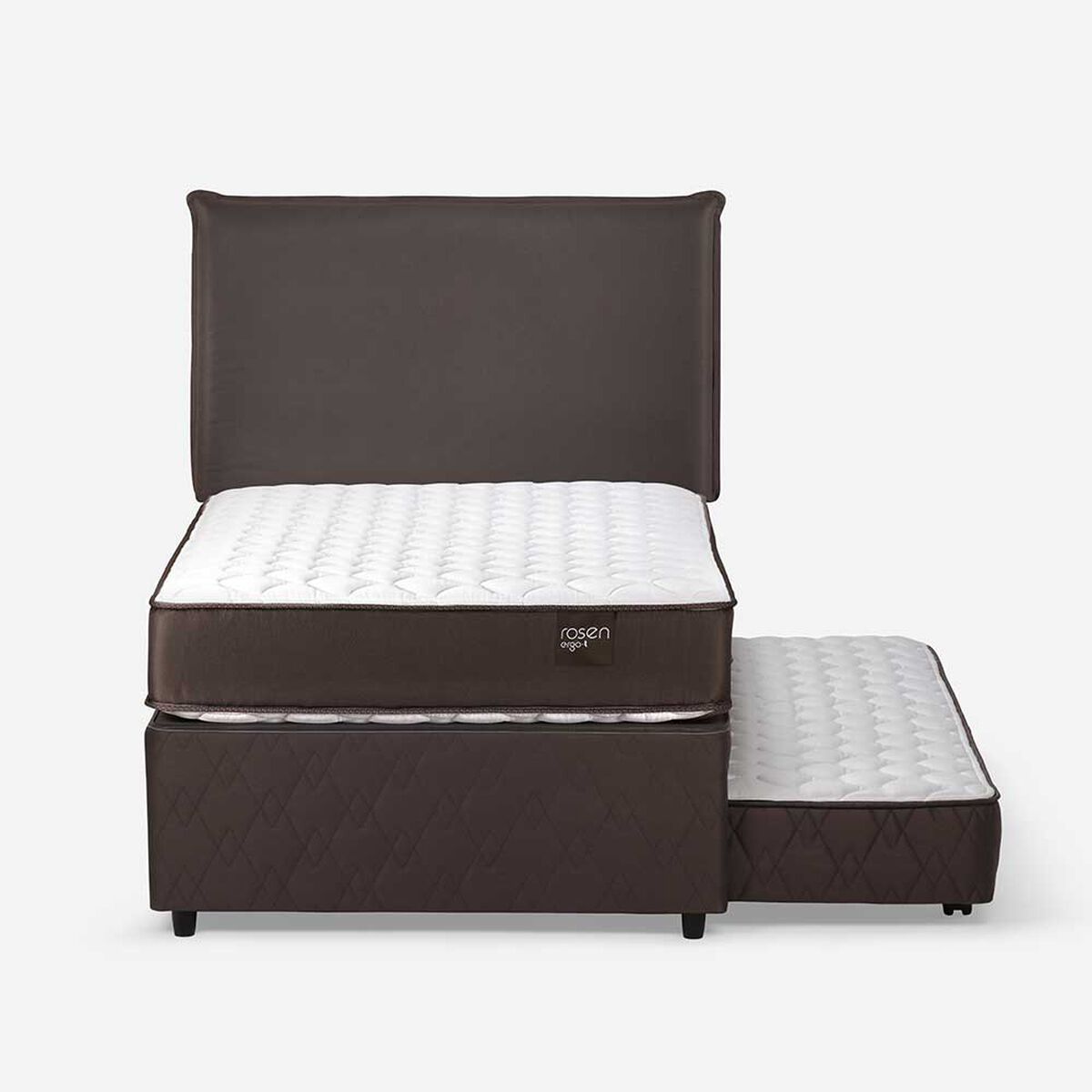 Cama Nido Rosen 1,5 Plazas New Ergo T + Respaldo Maurice Chocolate