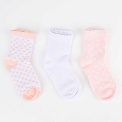 Imagen 2 del producto Pack 3 Calcetin Largo de Algodón Chess Baby Damasco, Rosado