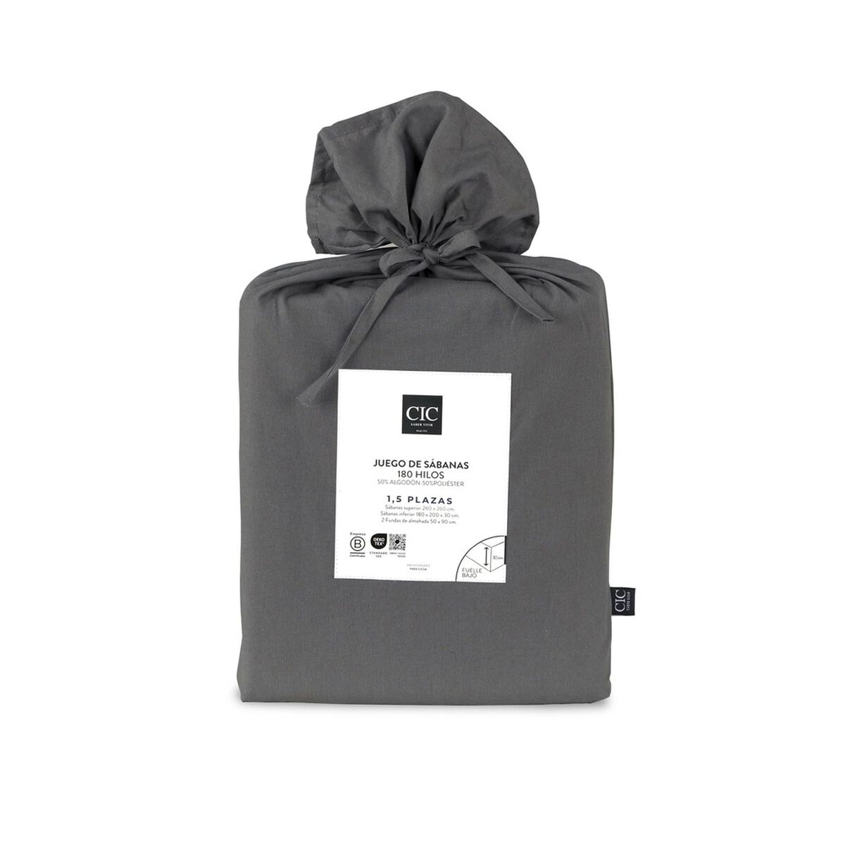 Set Sabanas CIC 180 Hilos 1,5 Plazas Gris