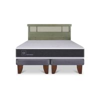 Cama Europea CIC Base Dividida 2 Plazas Ortopedic + Respaldo Dublin Olivo