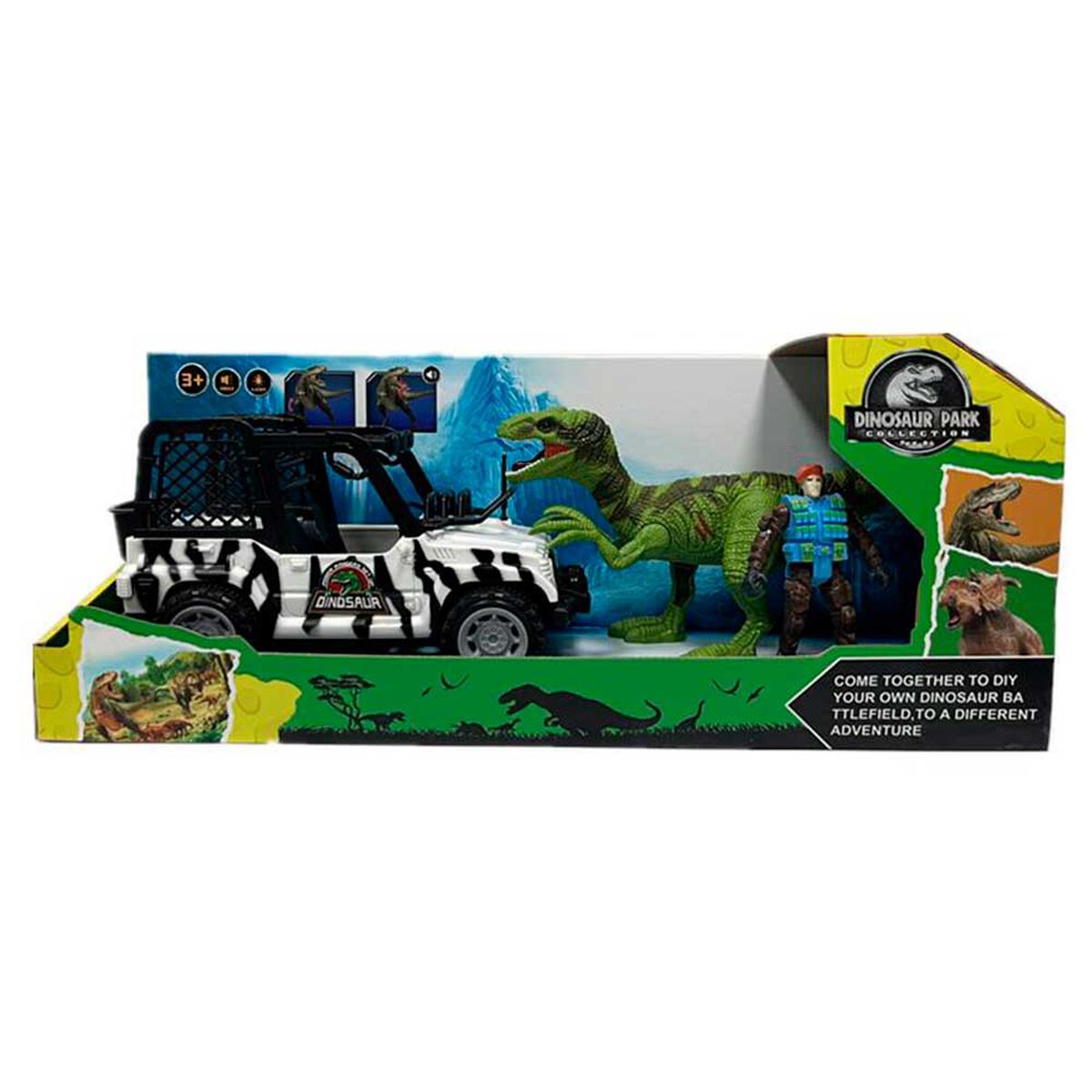 Set Safari con Explorador y Velociraptor con Luz y Sonido Glory Bright