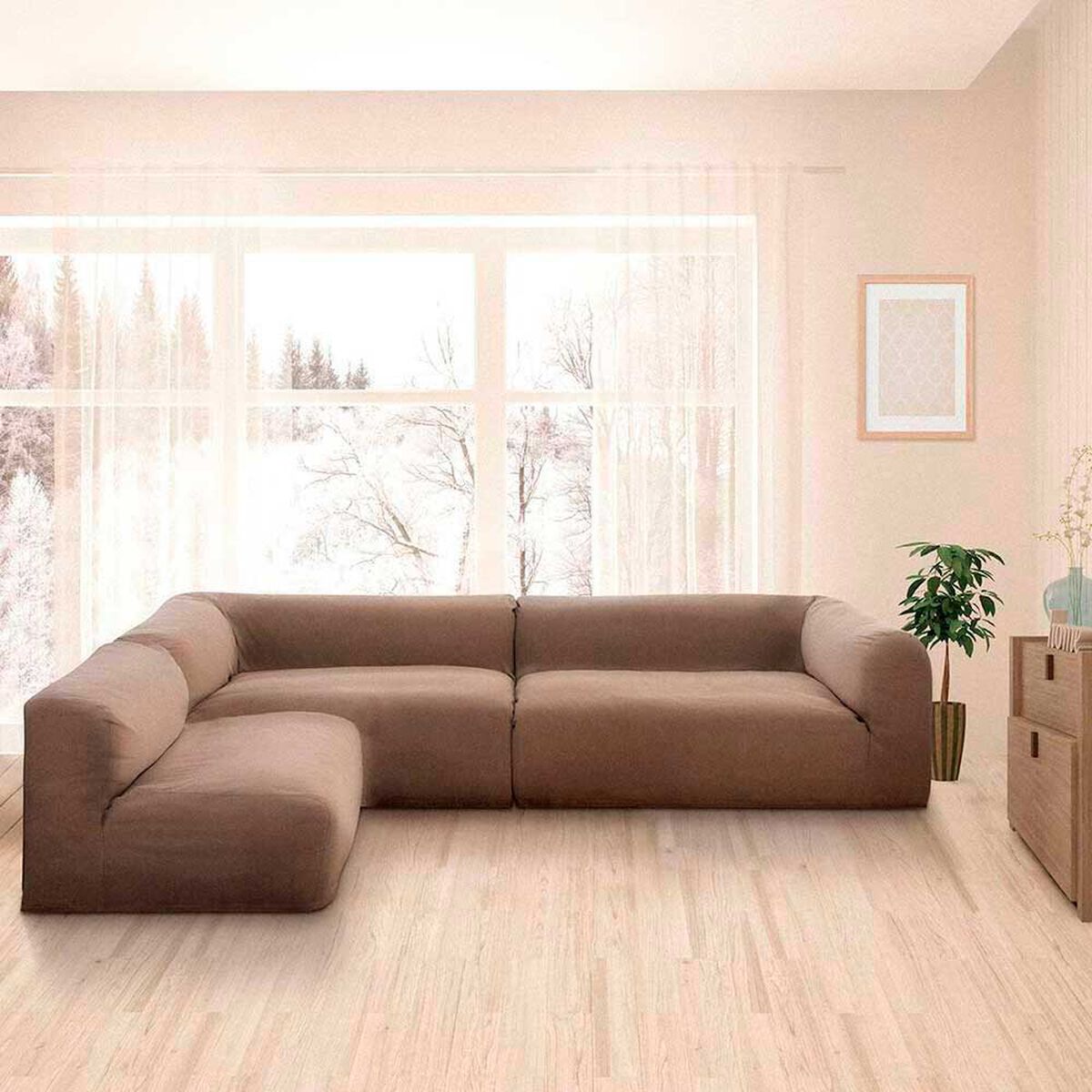 Seccional CIC Relax Sill&oacute;n 1 Cuerpo + Dos Sof&aacute;s 2 Cuerpos Natural