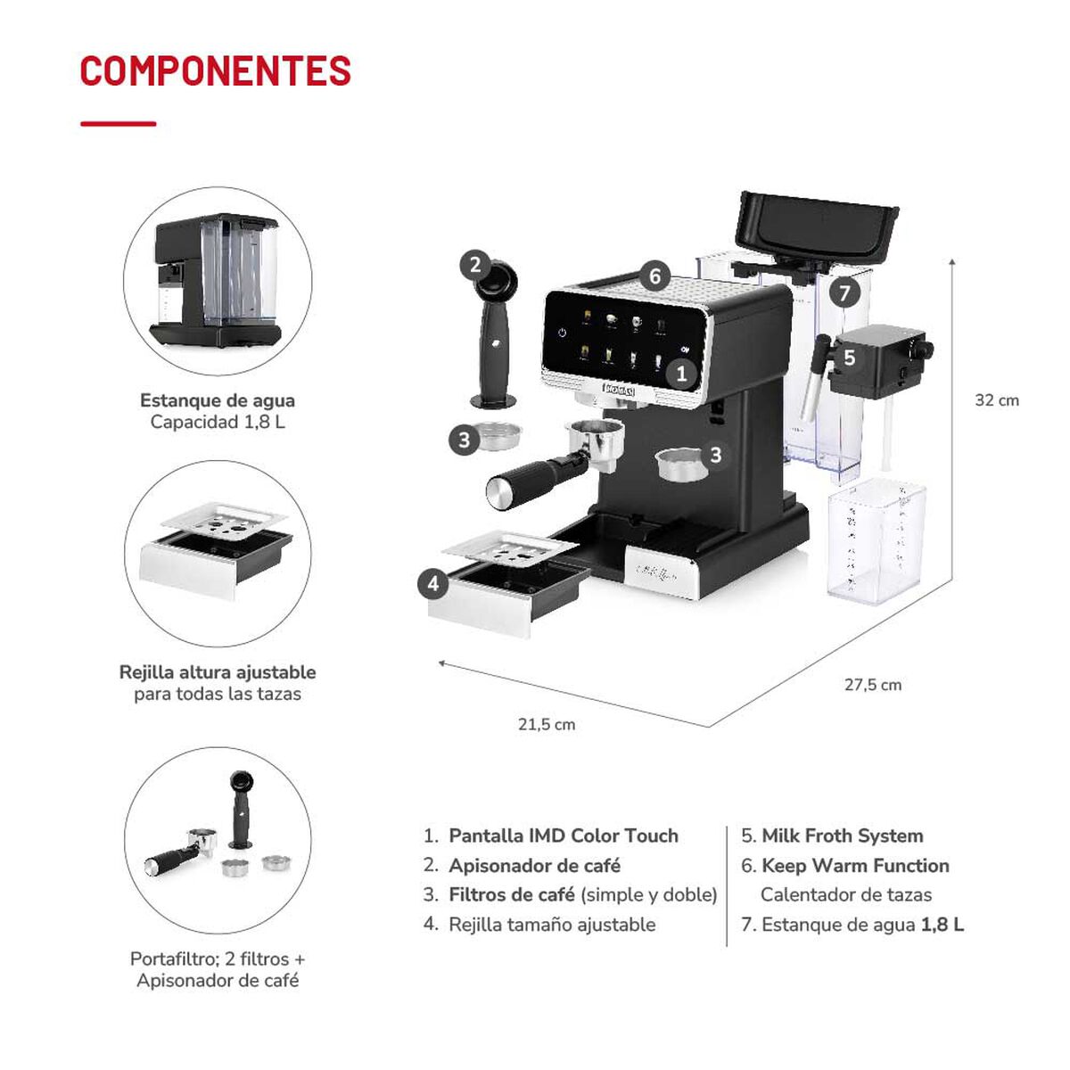 Cafetera Expresso Latekaffee 20 TH-165DEL