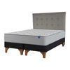 Cama Europea Flex Base Dividida 2 Plazas Seaqual + Respaldo Gris