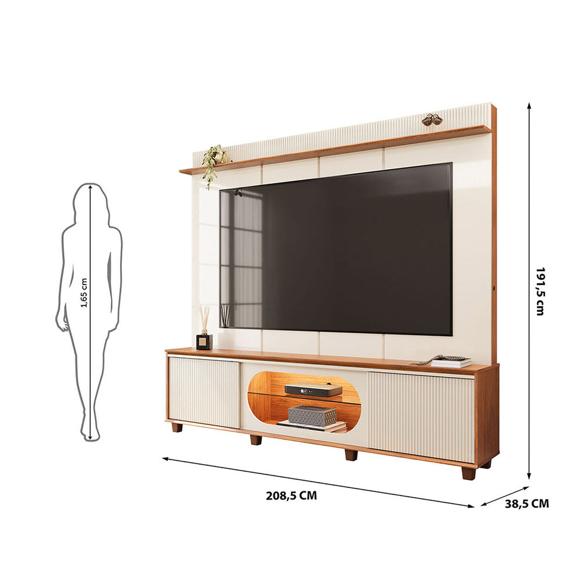 Home TV Vekkahome Maia Hasta 75" con Luz Beige Caf&eacute;