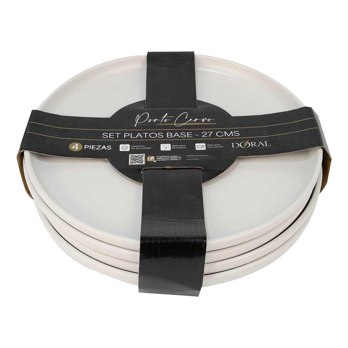 Set 4 Platos Base Doral Porto Servo Blanco