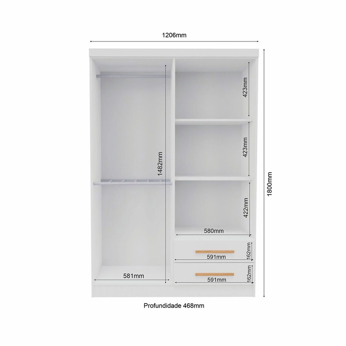 Closet Yardas Josefa 4 Puertas 2 Cajones Blanco