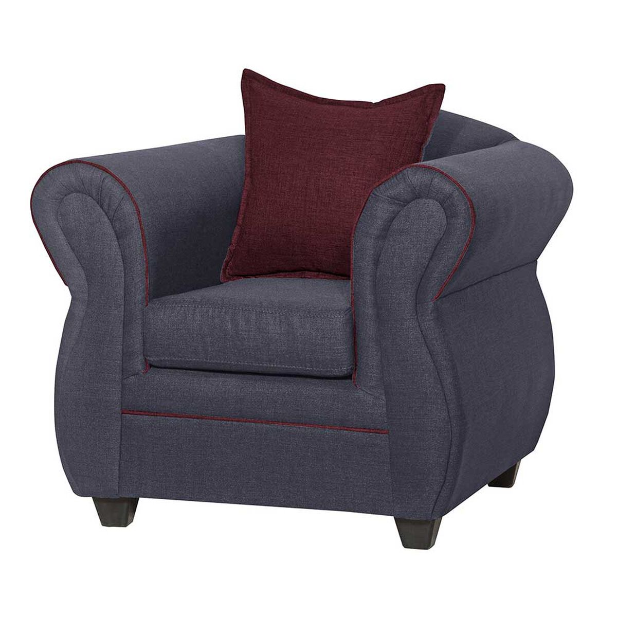 Juego de Living Black Factory Emili Sofá 3 Cuerpos + Dos Sillones 1 Cuerpo Marengo