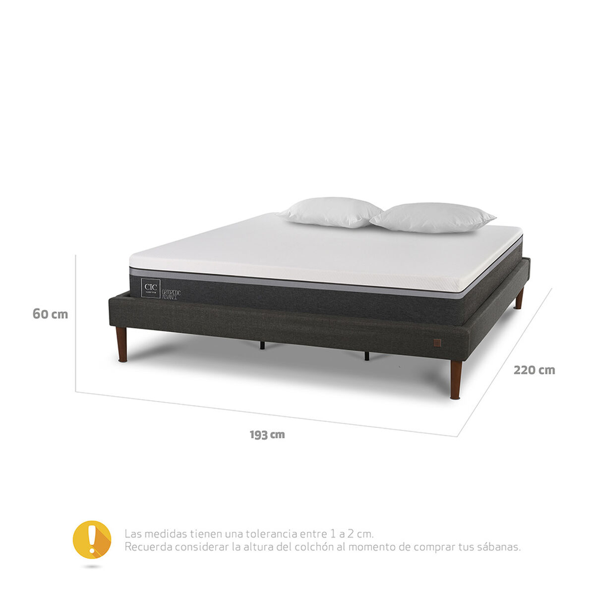 Cama Europea CIC King Ortopedic Advance + Almohadas