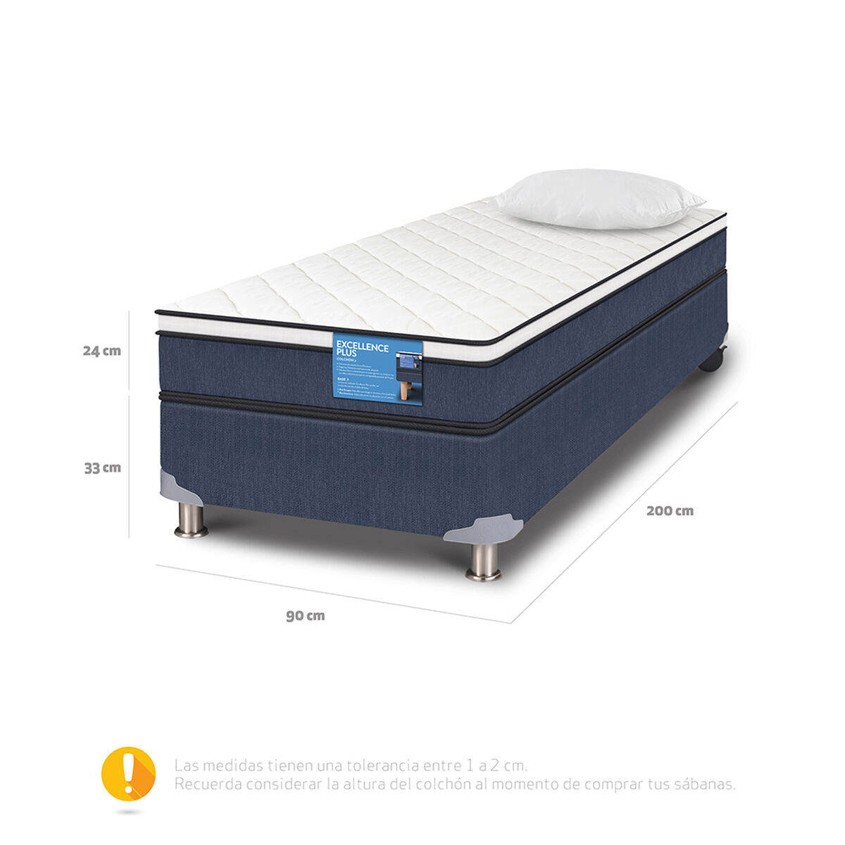 Cama Americana CIC 1 Plaza Excellence Plus + Almohada Viscoelástica
