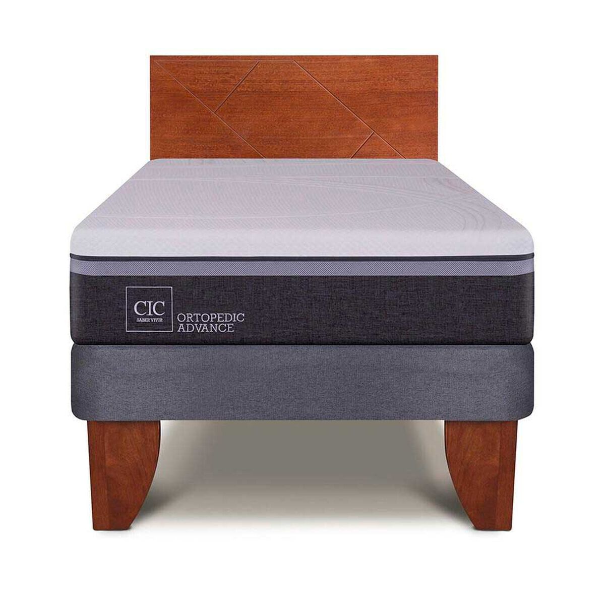 Cama Europea CIC 1,5 Plazas Ortopedic Advance + Respaldo New Villarrica