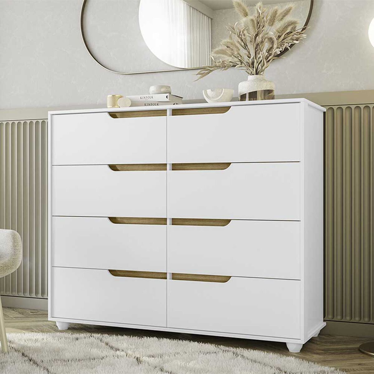 Cómoda Vekkahome Doble Evo 8 Cajones Blanco