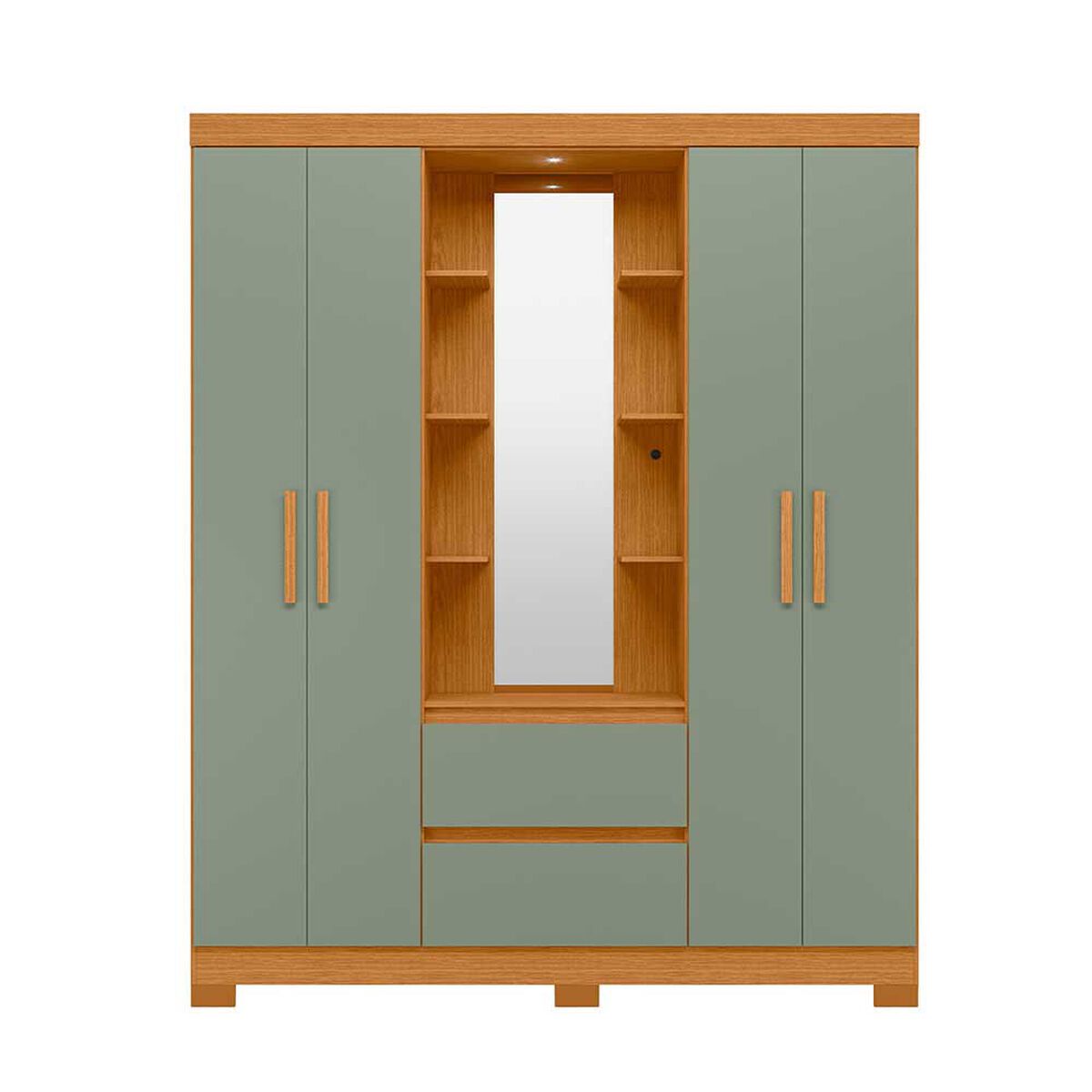 Closet Vekkahome Olimpia con Espejo 4 Puertas 2 Cajones Verde