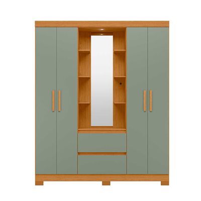 Closet Vekkahome Olimpia con Espejo 4 Puertas 2 Cajones Verde