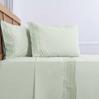 Imagen 2 del producto Juego de Sábanas Bordadas Plumetti King Verde