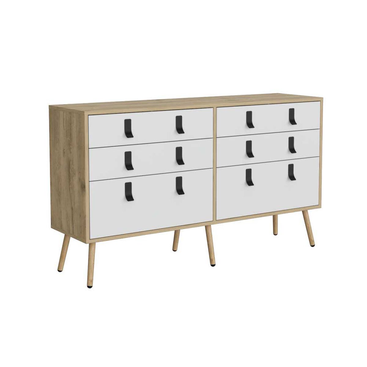 Cómoda Doble TuHome Huna 6 Cajones Macadamia Blanco