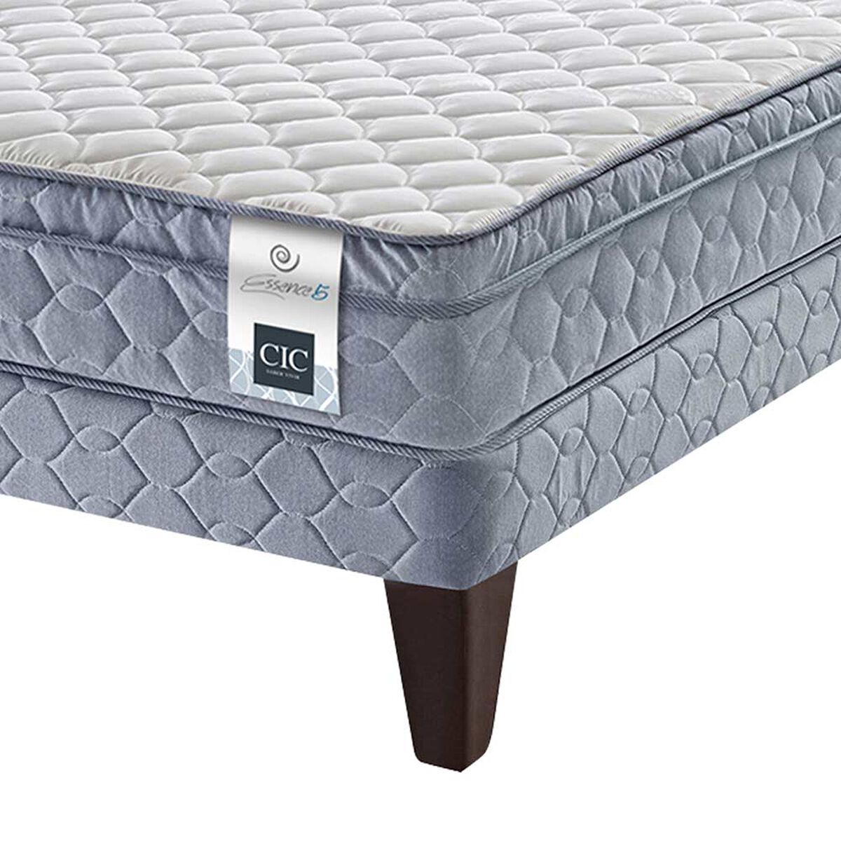 Cama Europea 1,5 Plazas Essence 5 + Set Maderas Villarrica