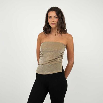 Polera Strapless Mujer Icono Color-1, Gris, Negro