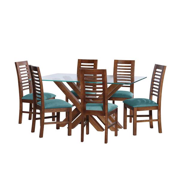 Juego de Comedor Latam Home Merida 6 Sillas Turquesa