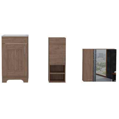 Set Muebles Lavamanos + Auxiliar + Gabinete Espejo + Lavamanos