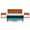 Cama Europea Latam Home 2 Plazas New Top Tela Velvet Turquesa + Maderas Orion