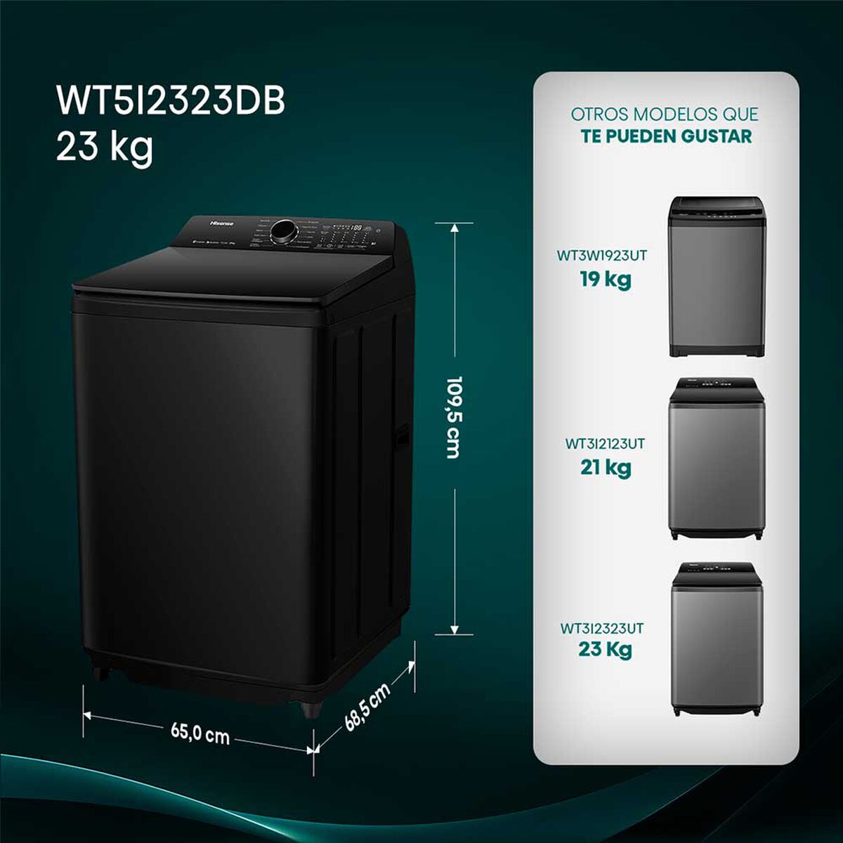 Lavadora Autom&aacute;tica Hisense WT5I2323DB 23 kg.
