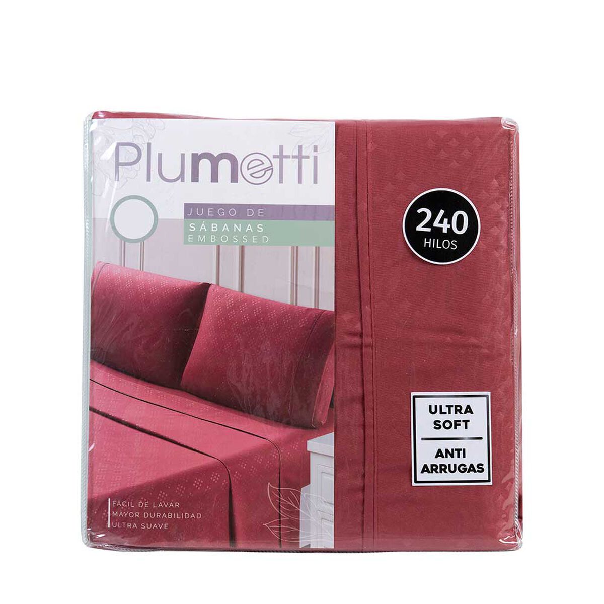 Juego de Sábanas Embossed Plumetti 1,5 Plazas Mimosa Rojo