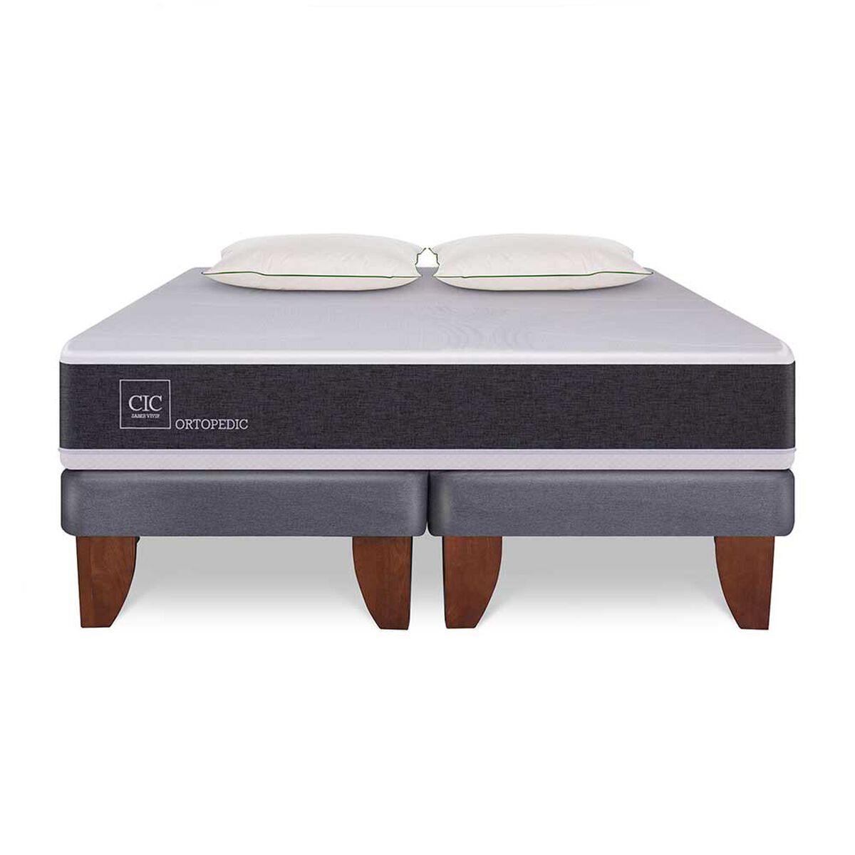 Cama Europea CIC Base Dividida 2 Plazas Ortopedic + Set 2 Almohadas Da Soft Sleep