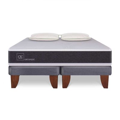 Imagen 1 del producto Cama Europea CIC Base Dividida 2 Plazas Ortopedic + Set 2 Almohadas Da Soft Sleep