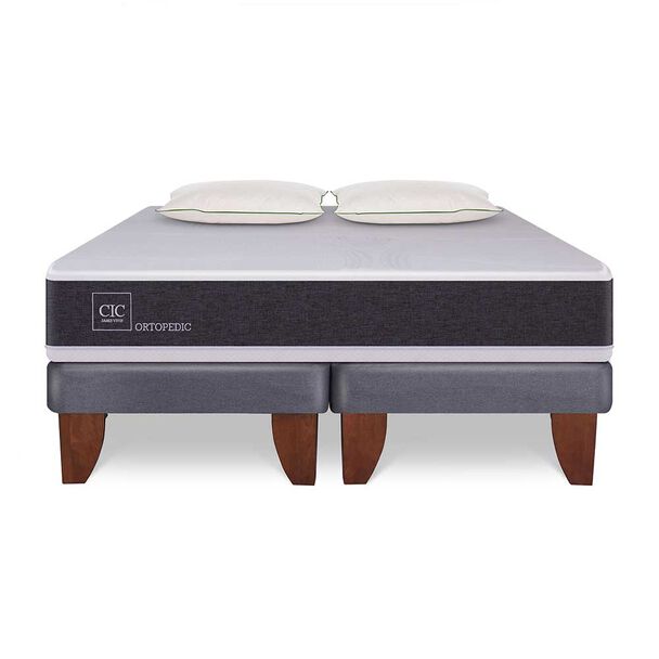 Cama Europea CIC Base Dividida 2 Plazas Ortopedic + Set 2 Almohadas Da Soft Sleep