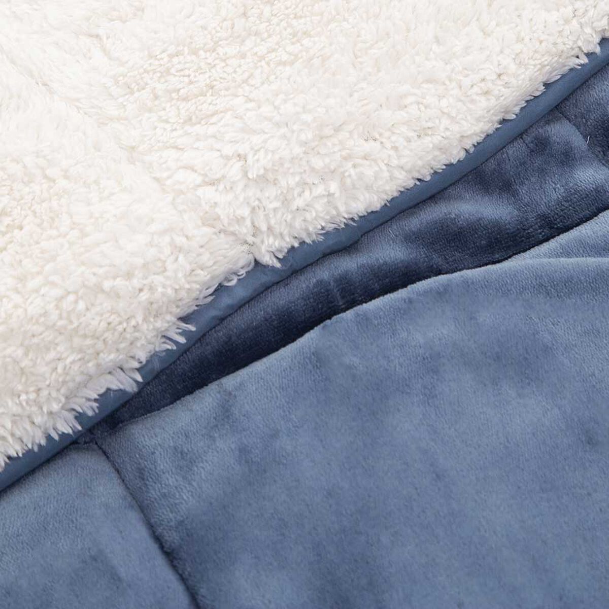 Plumón Flannel Sherpa Casanova 2 Plazas Liso Azul