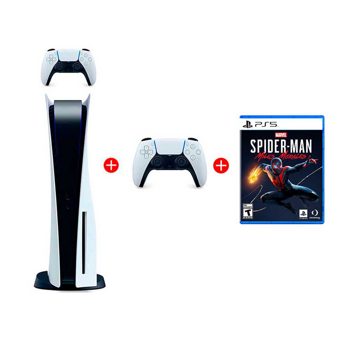 Combo Consola Sony PlayStation 5 + 2 Controles Inalámbricos DualSense + Juego Sony PS5 Spider-Man Miles Morales