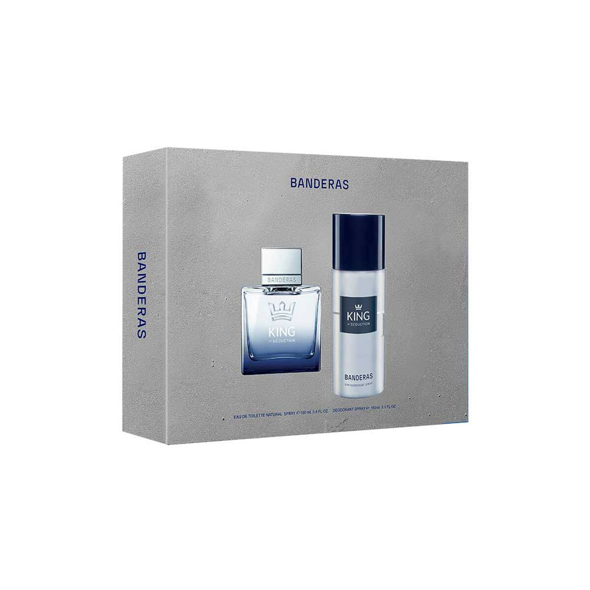 Set Perfume Antonio Banderas Hombre King of Seduction Eau de Toilette For Men 100 ml + 24h Desodorante Spray 150 ml