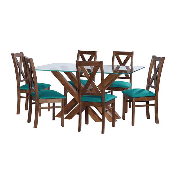 Juego de Comedor Latam Home Merida 6 Sillas Turquesa