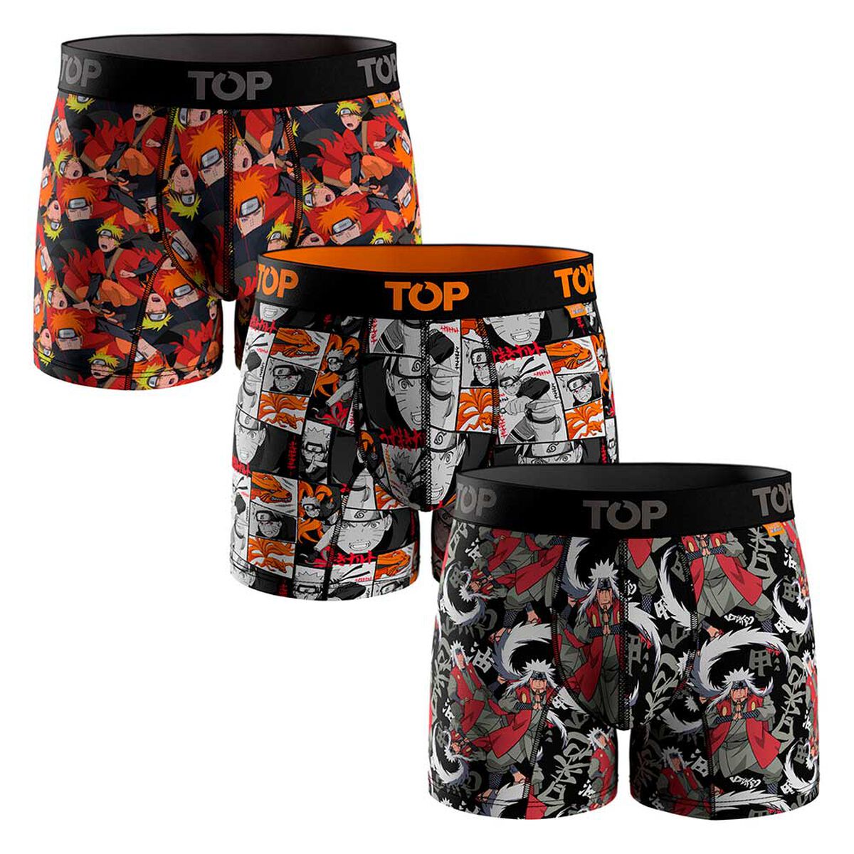Pack 3 B&oacute;xer Medio Microfibra Naruto Shippuden Hombre Top