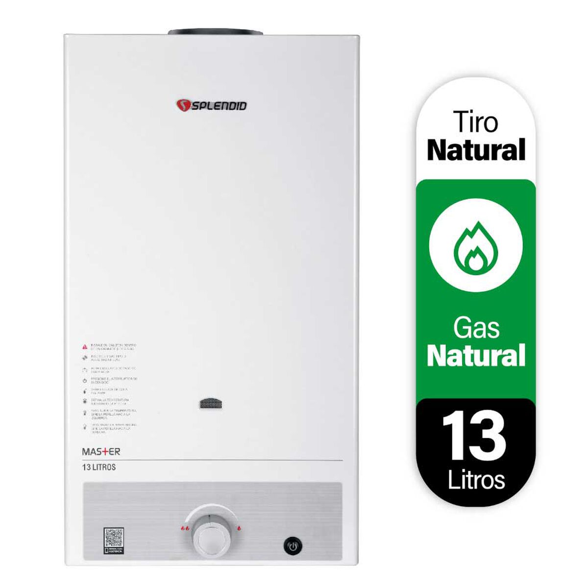 Calefont 13 litros Gas natural Tiro natural Splendid