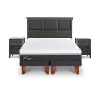 Cama Europea CIC Base Dividida King Ortopedic Advance + Respaldo + 2 Veladores Torino