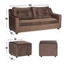Juego de Living Diseño A&M Home Aries Sofá 3 Cuerpos + 2 Pouf 1 Cuerpo  Chocolate