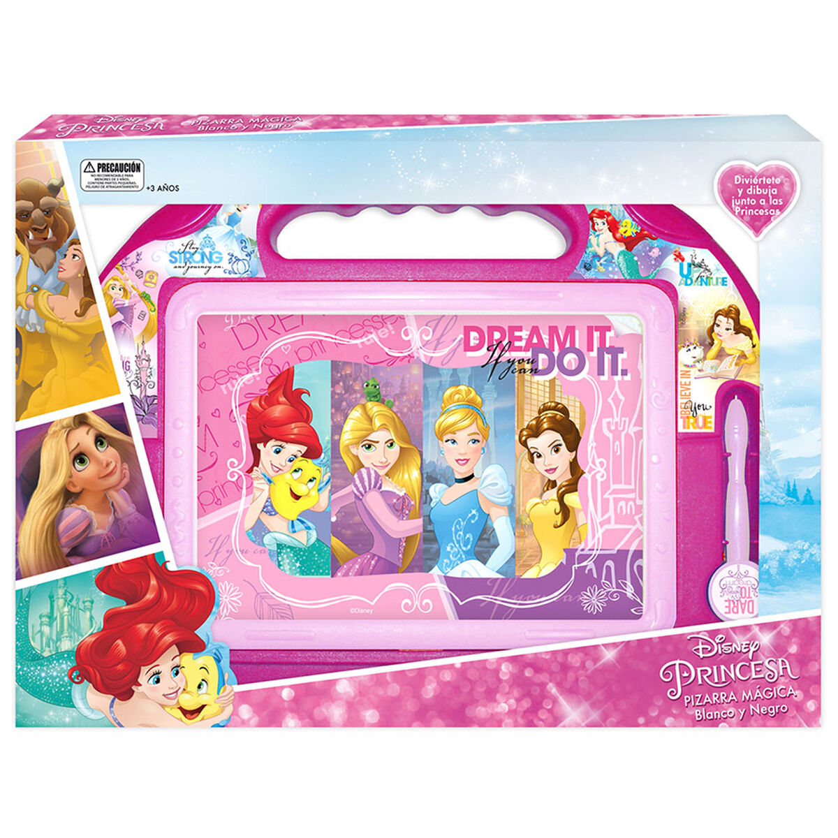 Pizarra Magica Blanco Y Negro 39X28Cm Princesas Disney
