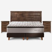 Cama Europea Rosen King Dolce + Respaldo + 2 Veladores