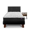 Cama Europea Flex 1,5 Plazas Therapedic Plus + Respaldo Royal + Velador Rock
