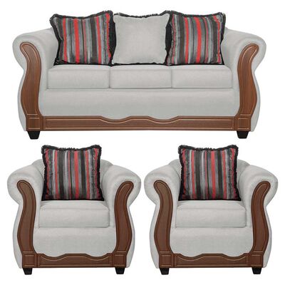 Juego de Living Black Factory Sofia Sofá 3 Cuerpos + Dos Sillones 1 Cuerpo Crudo