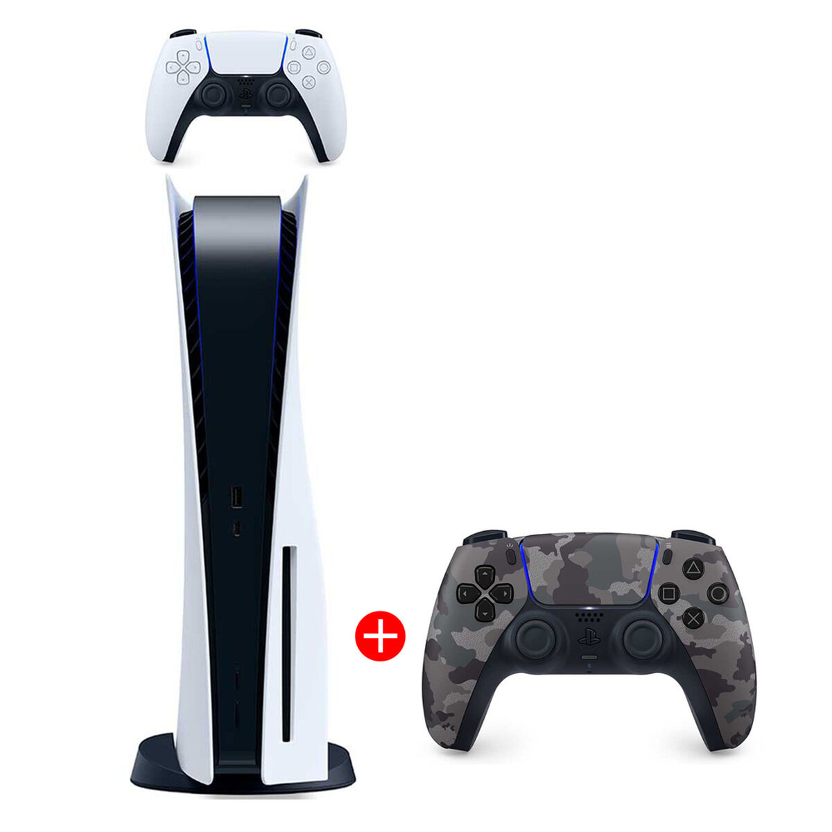 Combo Consola Sony PlayStation 5 con Disco + Control + Control Inalámbrico Sony PS5 DualSense Gray Camouflage