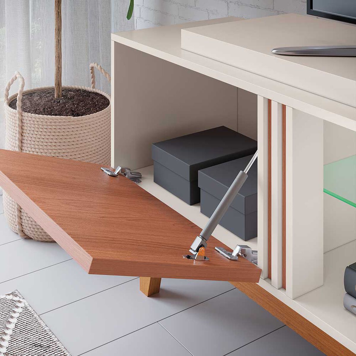 Rack TV Jdo & Design Lift 2.0 Beige Hasta 65"