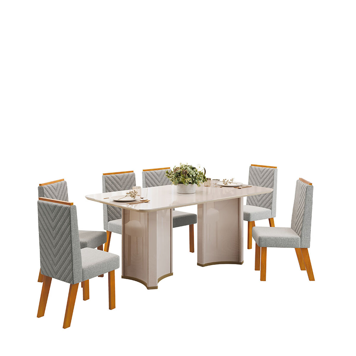 Juego de Comedor Di Poretti Design Liz 6 Sillas Gris