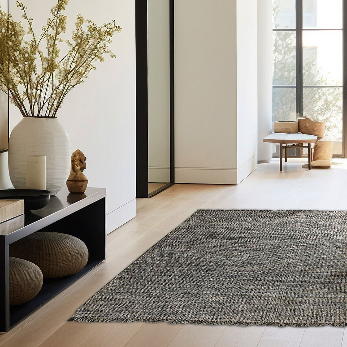Alfombra Jute Idetex Melange 70x200 cm Negro