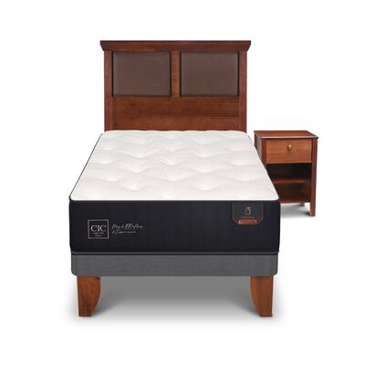 Cama Europea CIC 1,5 Plazas Premium + Respaldo + Velador